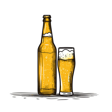 Beer hand-drawn comic illustration. Beer. Vector doodle style cartoon illustration