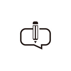 Pencil and message icons modern and minimalist style