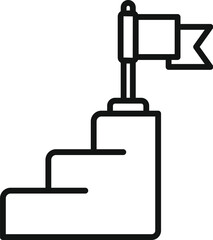 Realization stairs flag target icon outline vector. Balance training. Success goal