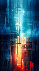 abstract technology background with blue and red lines

