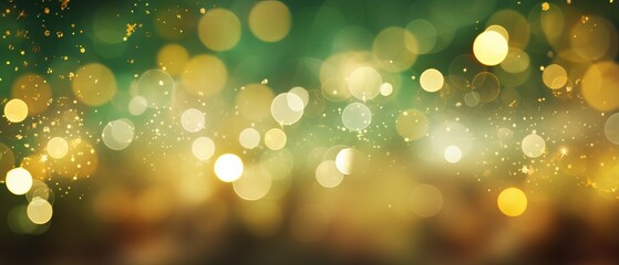 Christmas tree bokeh lights in green, yellow, and golden hues - festive holiday abstract background with beautiful blur and defocused illumination