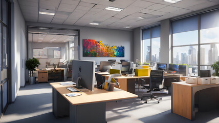 Interior office space. The open concept. Generative AI.