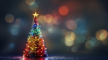 Christmas tree with copy space for holiday greetings and festive backgrounds