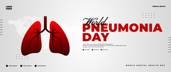 world pneumonia day banner design - obrazy, fototapety, plakaty