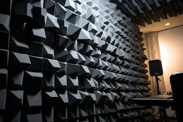 Acoustic foam panels arranged in a recording studio, optimizing the space for superior sound...