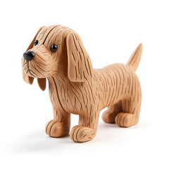Wooden Dog Toy on White Background