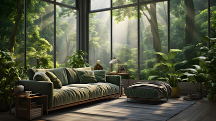 A breathtaking wallpaper featuring a lush forest, with sunlight filtering through the leaves, ideal for creating a connection with nature indoors.