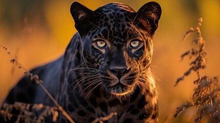African panther female posture in excellent evening light