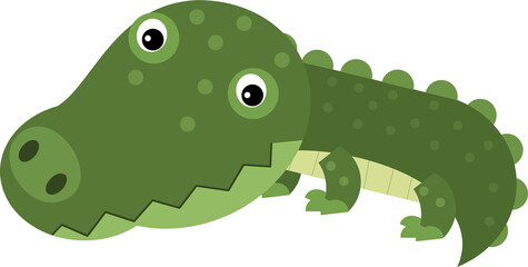 cartoon scene with happy crocodile alligator isolated safari illustration for children