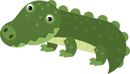 Gartenposter cartoon scene with happy crocodile alligator isolated safari illustration for children © honeyflavour