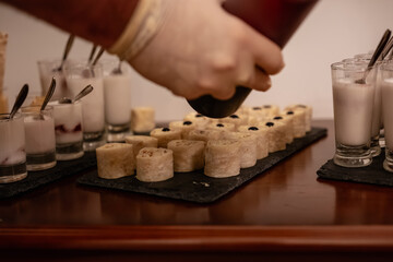 The chef prepares the rolls