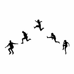 Fototapeta na wymiar jumping people silhouettes