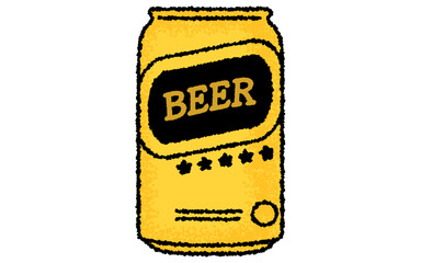 手描き風、アナログタッチの缶ビール350ml
