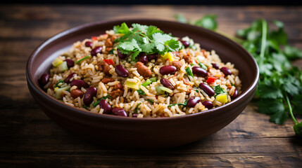 Rice salad with corn and kidney beans