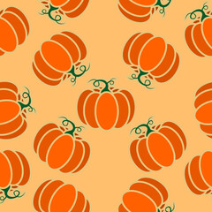 Pumpkin Infinite pattern background on light orange background, Abstract background Seamless Pattern