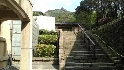 Stone Stairs Leading to A Wooden Building,  Jinguashi, Taiwan(The Gold Museum)