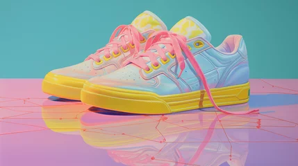 Foto op Plexiglas y2k shoes on the floor © Sippawich