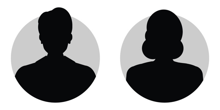 Depicting male and female face silhouettes.