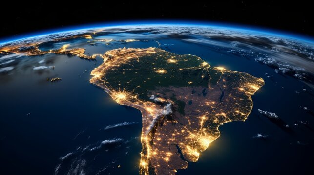 Fototapeta South America continent from space. Satellite view