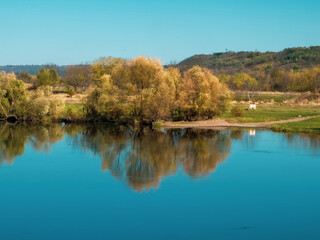 Fototapeta na wymiar Moldova Soroca. View of the Dniester River and the Ukrainian bank