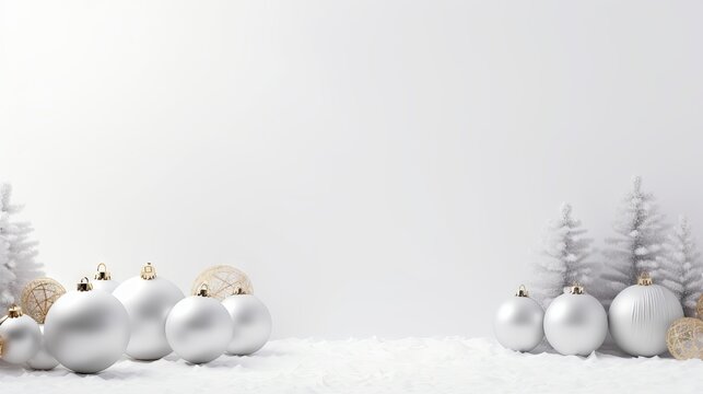 3d rendering of Christmas balls and decoration on white background