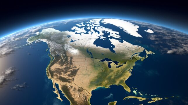 Fototapeta North America continent from space. Satellite view