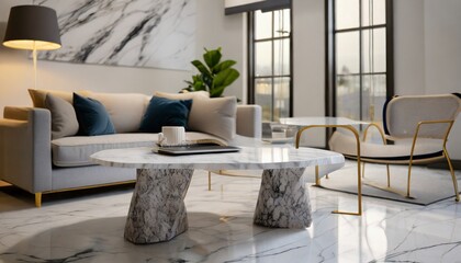 Simple Elegance: Copy Space on Neutral Marble Table