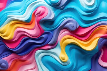 Obraz premium colorful 3d liquid foam abstract background. rainbow wavy multicolored backdrop banner.