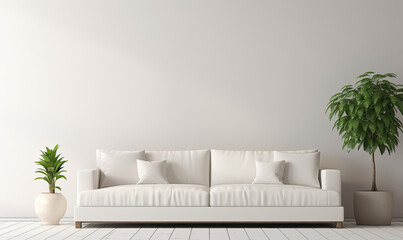 white sofa in a living room, modern interior 