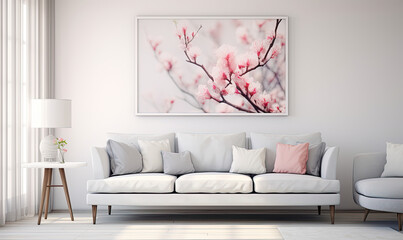 white sofa in a living room, modern interior 