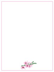 Fototapeta na wymiar Botanical illustration, postcard design, greeting card, invitation, congratulation, empty space for text