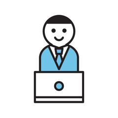 ビジネスマン　ノートパソコン