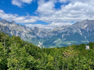 Panoramic view of the Albanian Alps, Theth.