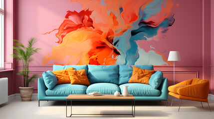 An abstract watercolor wallpaper in vivid hues, adding a playful and artistic touch to any digital or physical space.