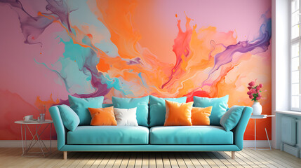 An abstract watercolor wallpaper in vivid hues, adding a playful and artistic touch to any digital or physical space.