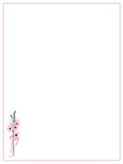 Botanical illustration, postcard design, greeting card, invitation, congratulation, empty space for text