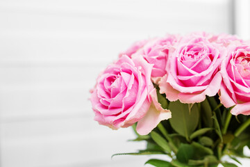 Bouquet of flowers roses. Background for the postcard. Copy space