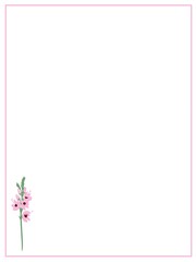 Botanical illustration, postcard design, greeting card, invitation, congratulation, empty space for text