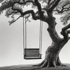 tree in the park with a swing