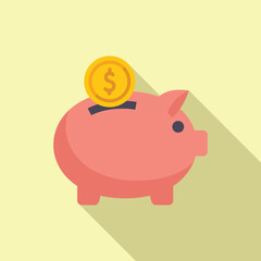 Investment piggy bank icon flat vector. Finance safe. Sign funds