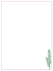 Botanical illustration, postcard design, greeting card, invitation, congratulation, empty space for text