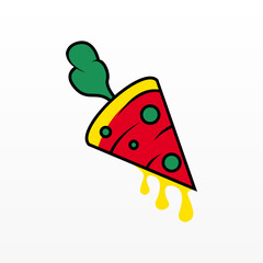 Pizza Illustration Background Vector. Italian Fast Food Clip Art Design