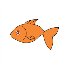 vector one goldfish on white background