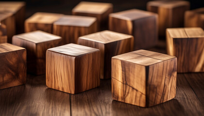 wood cubes in row on table style