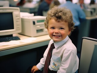 Adorable Baby IT Pro: Smiling at Work
