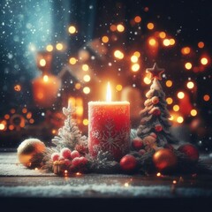 christmas candle and decorations background