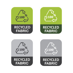 Recycled fabric icons set in green filled and outlined.