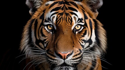 Fototapeta premium Head of tiger sumatera closeup with dull blue divider