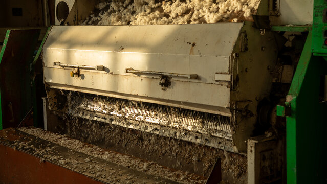 small dust particles in the cotton separated by the big machines