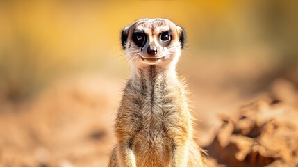 Fototapeta premium Meerkat close-up standing on its rear legs
